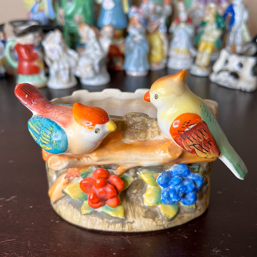Vintage 1940's Made in Occupied Japan Bird & Flower Planter, Plant Lover, Hosuep